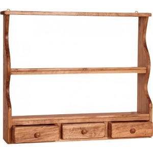 Etajera de perete suspendata Artisan cu 3 sertare, lemn masiv tei, natur antichizat - Img 5