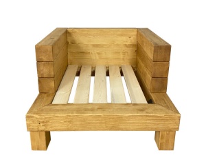Fotoliu Rustic Wood lemn masiv, cu tapiterie, 94 x 91 x 63 cm - Img 5