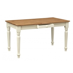 Masa Artisan din lemn masiv tei, alb + natur antichizat, 120 cm - Img 10