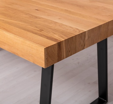 Masa Stejar Masiv Indiana cu picior metal-TRAPEZ, 180 cm, 210 cm sau 240 x 100 cm - Img 3