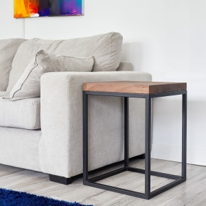 Masuta Dakar lemn masiv stejar + metal negru 40 x 40 x 54 cm