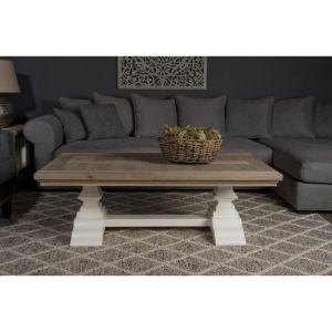 Masuta de cafea Country cu blat din stejar masiv, 135 x 75 x 45 cm
