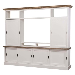 Mobilier TV lemn masiv Provance cu 6 usi culisante 254 cm - Img 3