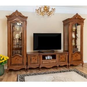 Set de mobila living Imperial Lux model Contessa cu intarsie, 2 vitrine si comoda TV - Img 3