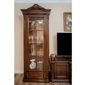 Set de mobila living Imperial Lux model Serenata furnir nuc, 2 vitrine si comoda TV - Img 4
