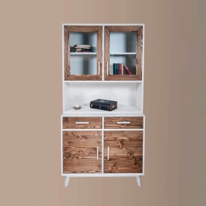 Set mobila dining Nouvelle din 3 piese, lemn masiv si mdf alb - Img 2