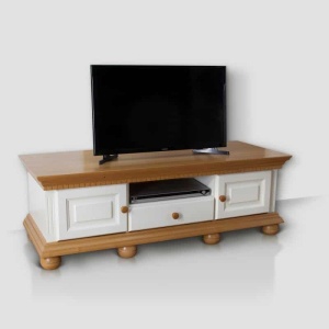 Set mobila living Bella Moon din lemn masiv alb unt /miere, 4 piese - Img 3