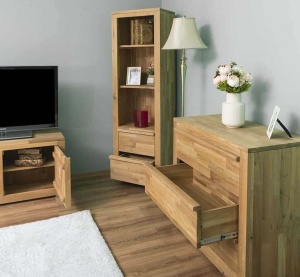 Set mobila living Indiana din lemn masiv de stejar, 3 piese mobilier - Img 2