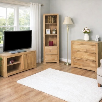 Set mobila living Indiana din lemn masiv de stejar, 3 piese mobilier