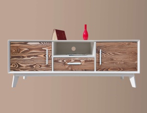 Set mobila living Nouvelle cu 5 piese, lemn masiv si mdf alb - Img 4
