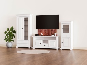 Set mobila living Perla din lemn masiv alb unt 4 piese model 01 - Img 2