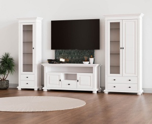Set mobila living Perla lemn masiv alb unt, 3 piese, config. 13 - Img 2