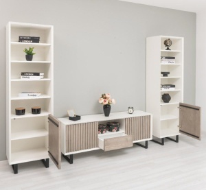 Set mobilier living Piannova din lemn masiv si mdf alb - Img 2