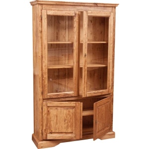 Vitrina Artisan cu 4 usi natur antichizat, lemn masiv tei, 120 cm - Img 2