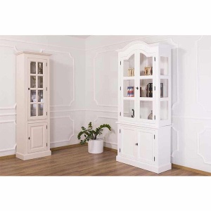 Vitrina Provance model cu cornisa arcuita din lemn masiv - Img 6
