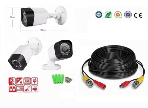 Camera supraveghere exterior/interior Infrarosu, TurboHD Night Vision, pentru sisteme CCTV, dibluri fixare si cablu BNC 15 metri