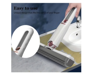 Mop Mini Portabil, Eco-Friendly, Autostoarcere, 2 burete inclus, Alb - Img 2