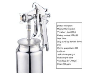 Pistol de vopsit cu aer comprimat, cupa dedesubt 750ML - Img 2