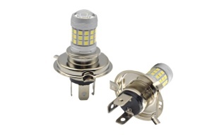 Set 2 becuri auto H4 cu 42 LED SMD 120W 6000k 12/80V doua faze lupa - Img 2