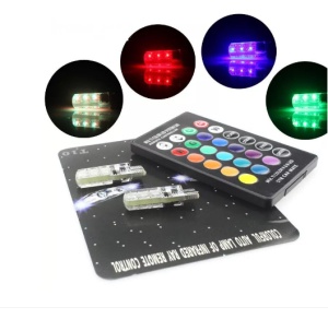 Set 2 Becuri T10 LED 12v RGB Cu Telecomanda Auto - Img 2