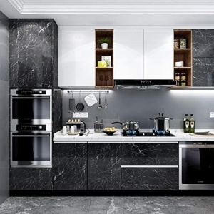 Set 2 bucati Folie adeziva neagra, 60x200 cm, imitatie marmura - Img 2