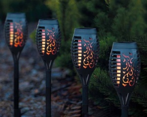 Set 4 buc Lămpi solare LED, pentru gradina model imitaţie de flacără