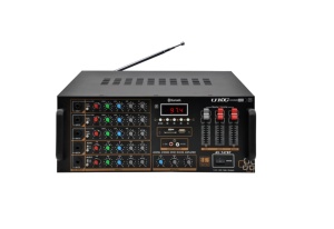 Amplificator Audio, 5 intrari microfon, USB, Card SD, AUX, Radio, Negru