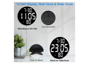 Ceas led, 3 culori afisaj, cu alarma, data/ luna, termometru, Cablu USB, Telecomanda, Memorare timp, suport birou si perete, 2 Alarme - Img 2