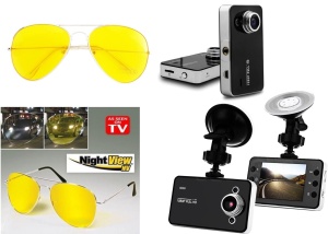Pachet - Camera auto pentru autoturism si ochelari pentru condus zi / noapte
