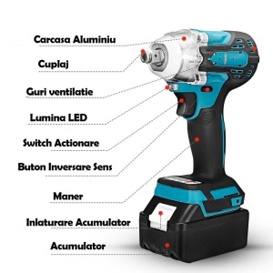 PISTOL ELECTRIC DE IMPACT CU 2 ACUMULATORI LI-ION INCLUSI - Img 3