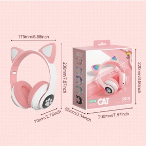 Casti wireless pliabile, Urechi de pisica, Bluetooth 5.0, Handsfree, HiFi, Bass Stereo, LED, TF, - Img 3