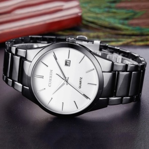 Ceas barbatesc Slim Line curea metalica afisare data