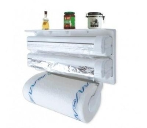 Dispozitiv 4in1, Dispenser triplu pentru folie aluminiu, folie strech si rola servetele cu spatiu depozitare - Img 3