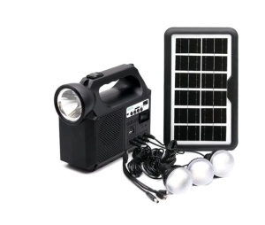 Kit Solar Portabil, Panou solar, USB, Bluetooth, Radio FM, MP3, Lanterna LED, 3 Becuri Incluse, Incarcare telefonica