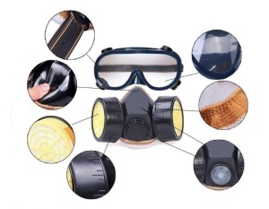 Masca de protectie cu 2 filtre de carbon activ si ochelari, anti praf si vapori, anti poluare - Img 2