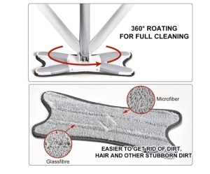 Mop cu burete din fibre cu stoarcere tip X Mop, mop plat - Img 3