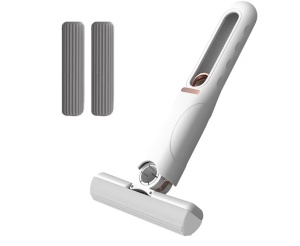 Mop Mini Portabil, Eco-Friendly, Autostoarcere, 2 burete inclus, Alb - Img 1
