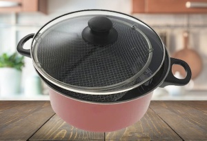 Oala tip friteuza, 2 in 1, cu capac, 2.5 l, 24 cm
