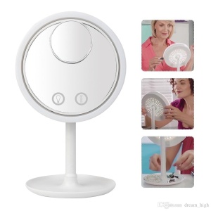 Oglinda make-up cu led, ventilator si functie touch