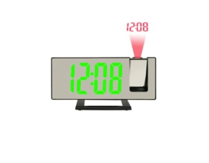 Ceas digital de birou, Afisaj LED Oglinda, Ora, Data, Temperatura, Alarma, Alimentare prin USB, Verde
