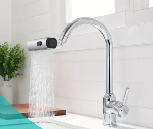 Conector pentru bateria de bucatarie cu cascada 4 in 1, prelungitor pentru chiuveta, pivotare la 360°, 4 moduri de evacuare a apei - Img 3