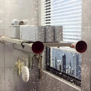 Separator telescopic extensibil pentru rafturi de dulap, reglabil 70-120 cm, cu ventuza, pentru compartimentarea dulapului, din metal si ABS, alb - Img 4