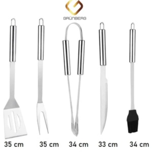 Set 5 ustensile pentru gratar din inox, Grunberg - Img 2