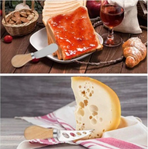 Set 6 cutite pentru branzeturi, cu maner din lemn - Img 2