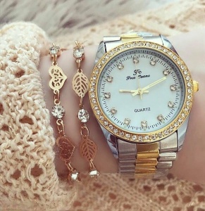 Ceas de dama Elegant metalic Silver Gold