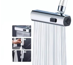 Conector pentru bateria de bucatarie cu cascada 4 in 1, prelungitor pentru chiuveta, pivotare la 360°, 4 moduri de evacuare a apei - Img 1