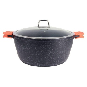 Cratita cu invelis din marmura, 21 l, 44 cm, capac inclus.