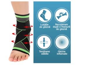 Orteza pentru glezna, elastica ajustabila cu bretea elastice, bandaj cu compresie respirabila, negru - Img 2