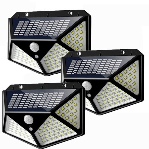 Set 3 Lampi cu panou solar, 100 LED si senzor de miscare