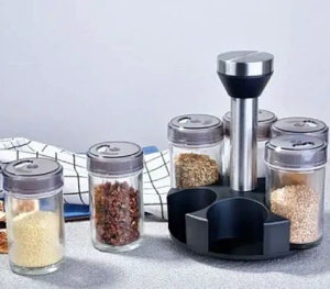 Set 6 recipiente cu suport rotativ pentru condimente, 18X14cm - Img 2